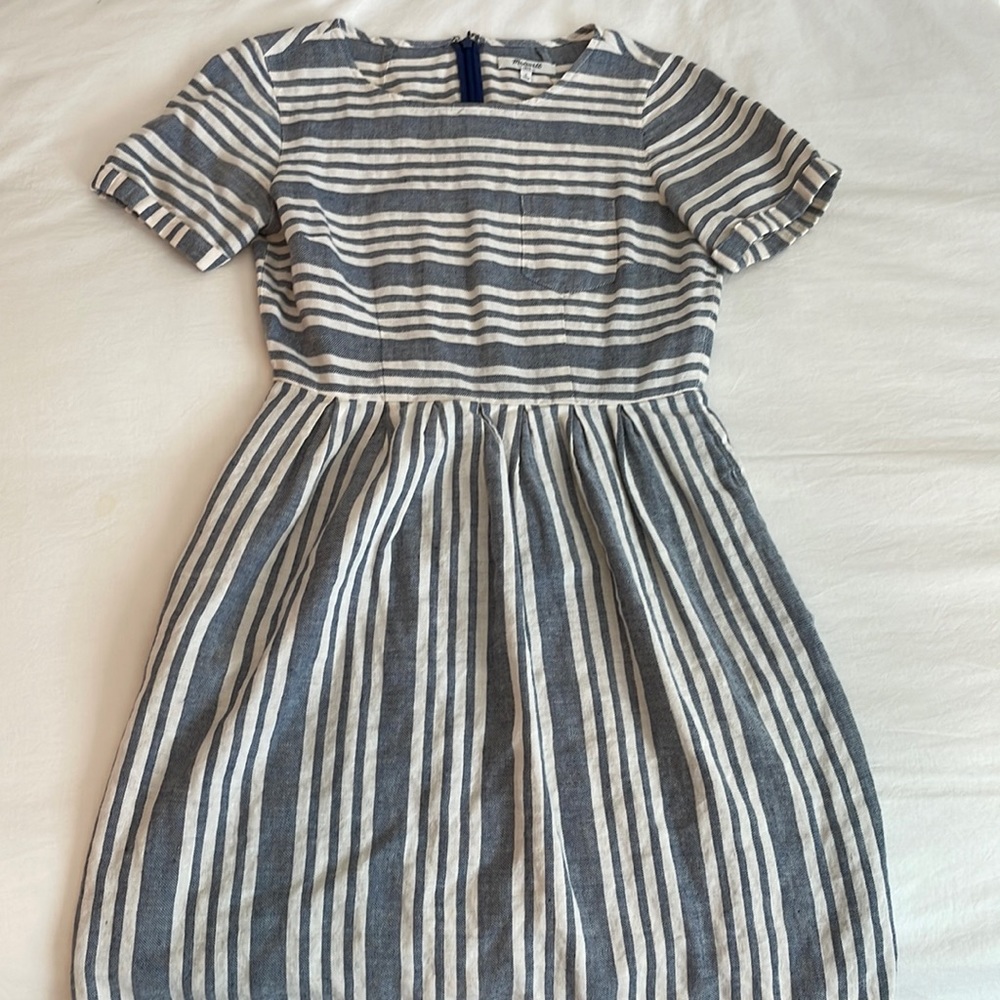 Madewell Linen Cotton Striped Linen Summer Dress